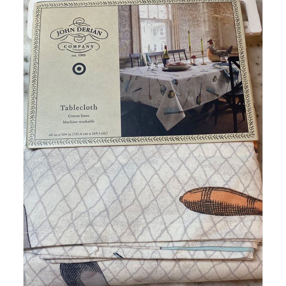 John Derian Target Cutlery Tablecloth Cotton Linen 60” x 104" Utensil Farmhouse